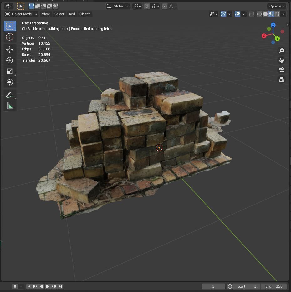 Rubble piled building brick for city construction or environment 3D model_1
