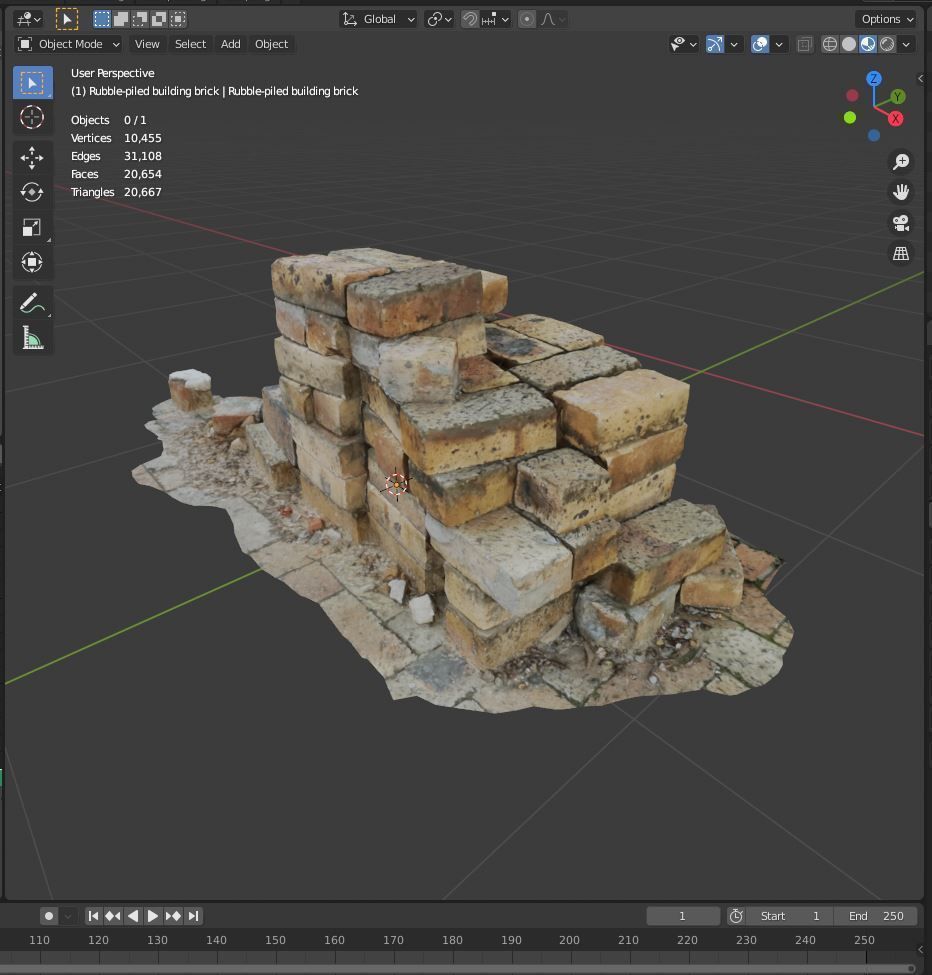 Rubble piled building brick for city construction or environment 3D model_2