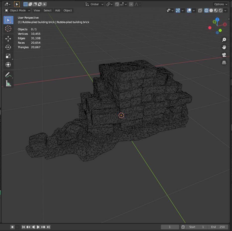 Rubble piled building brick for city construction or environment 3D model_3