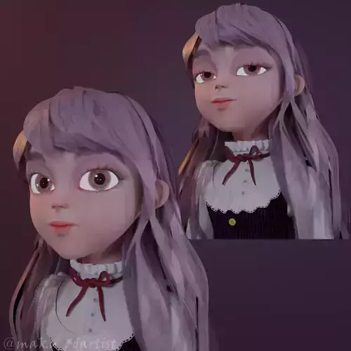Stylized Girl Bust 3D model