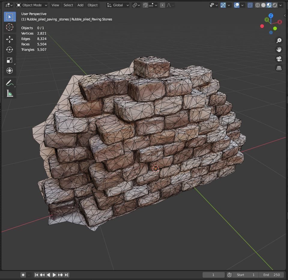 Piled paving stones for city construction environment 3D model 3D model_2