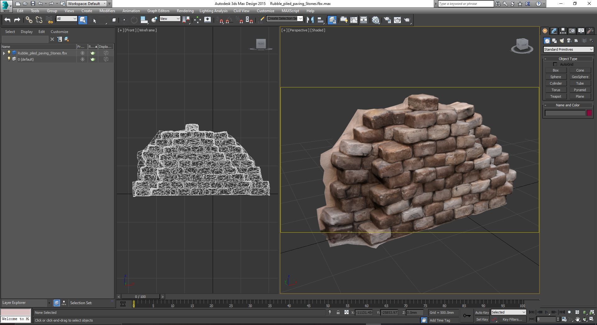 Piled paving stones for city construction environment 3D model 3D model_3