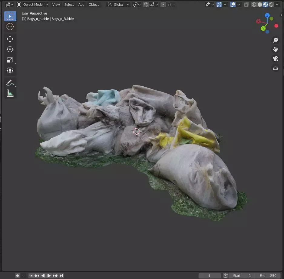 bags of rubble rubbish trash 3D model_0