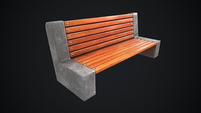 Wooden Bench PBR Low-poly 3D model