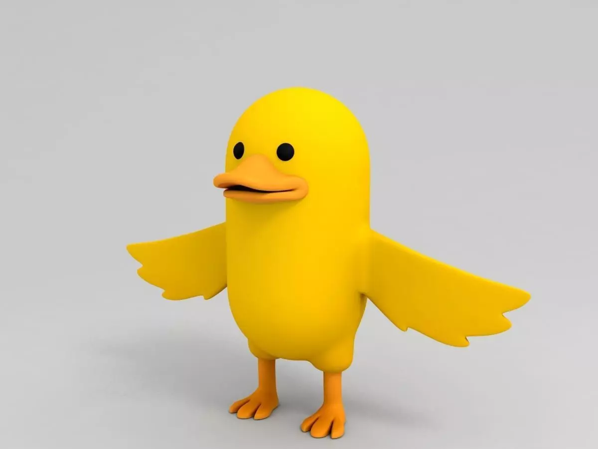 Baby Duck - cartoon character funny model 3D model_0