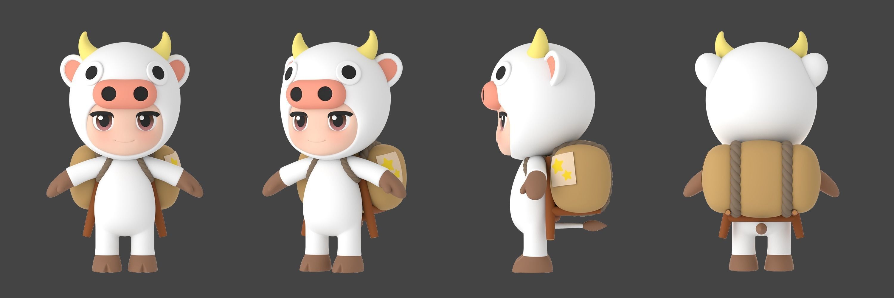 Hello Lucky Cow Low-poly 3D model_3