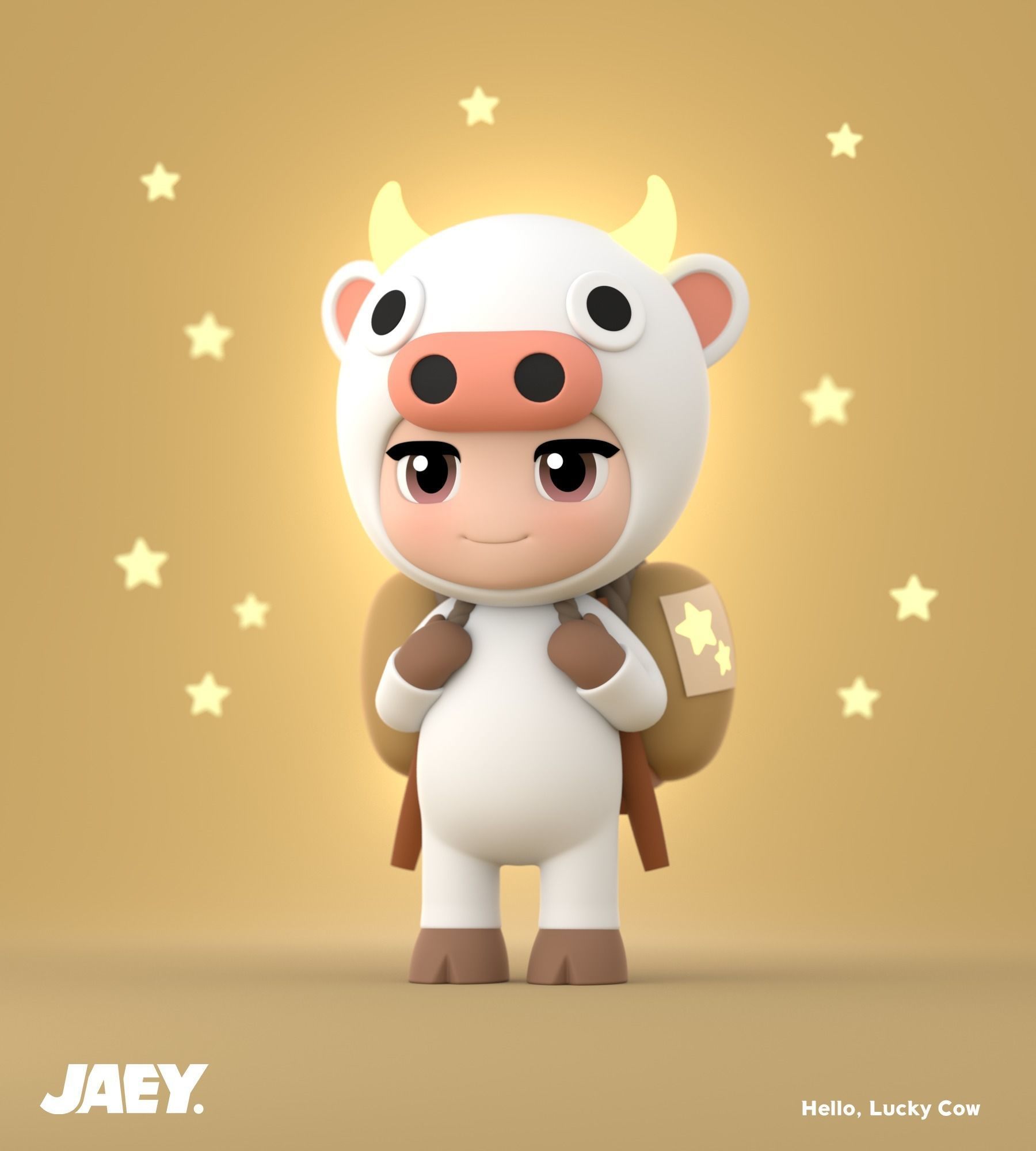 Hello Lucky Cow Low-poly 3D model_1