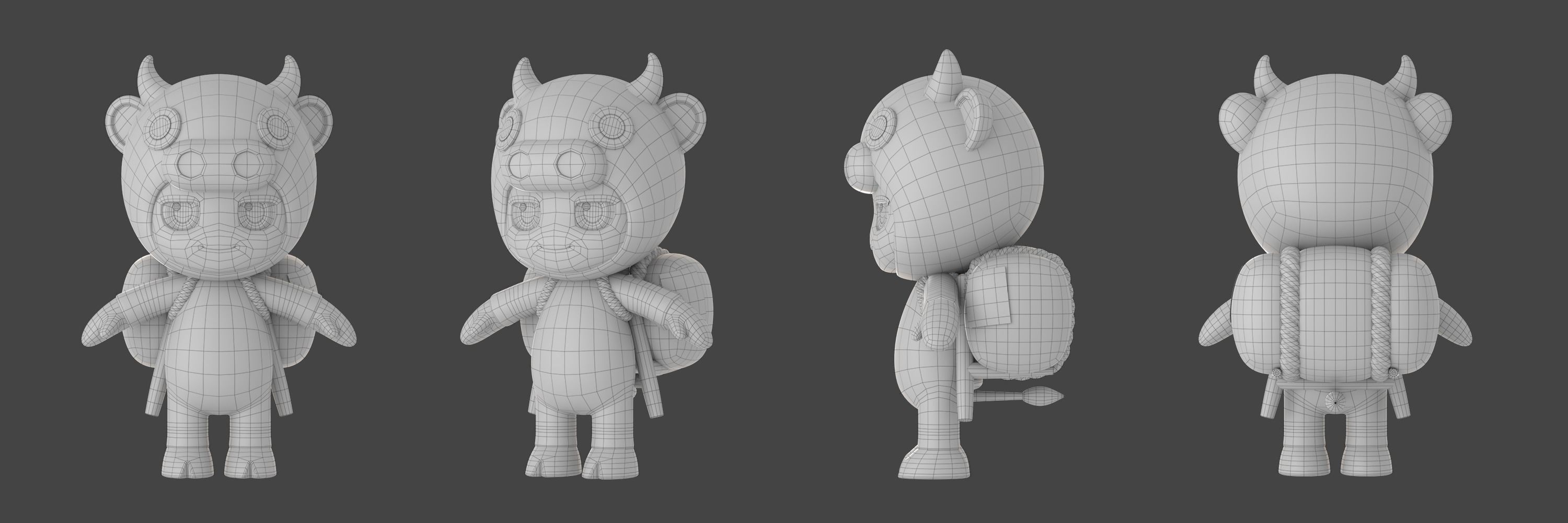 Hello Lucky Cow Low-poly 3D model_4