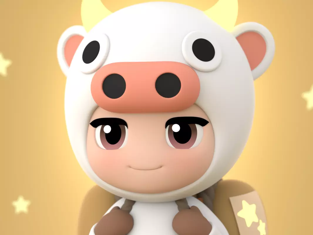 Hello Lucky Cow Low-poly 3D model_0