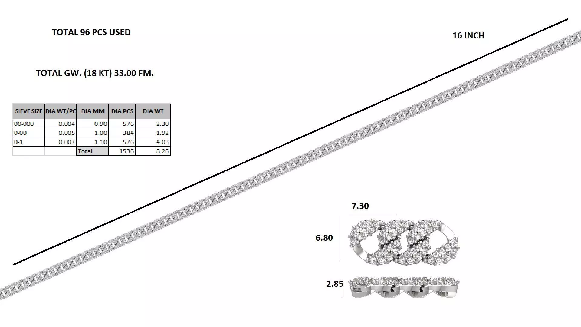 Cuban chain 3dm stl render details 3D print model_0