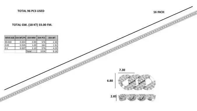 Cuban chain 3dm stl render details