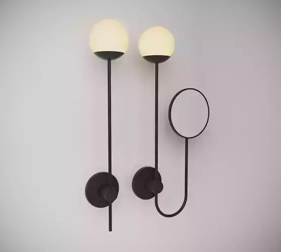 Lamp model wall with two lights and mirror