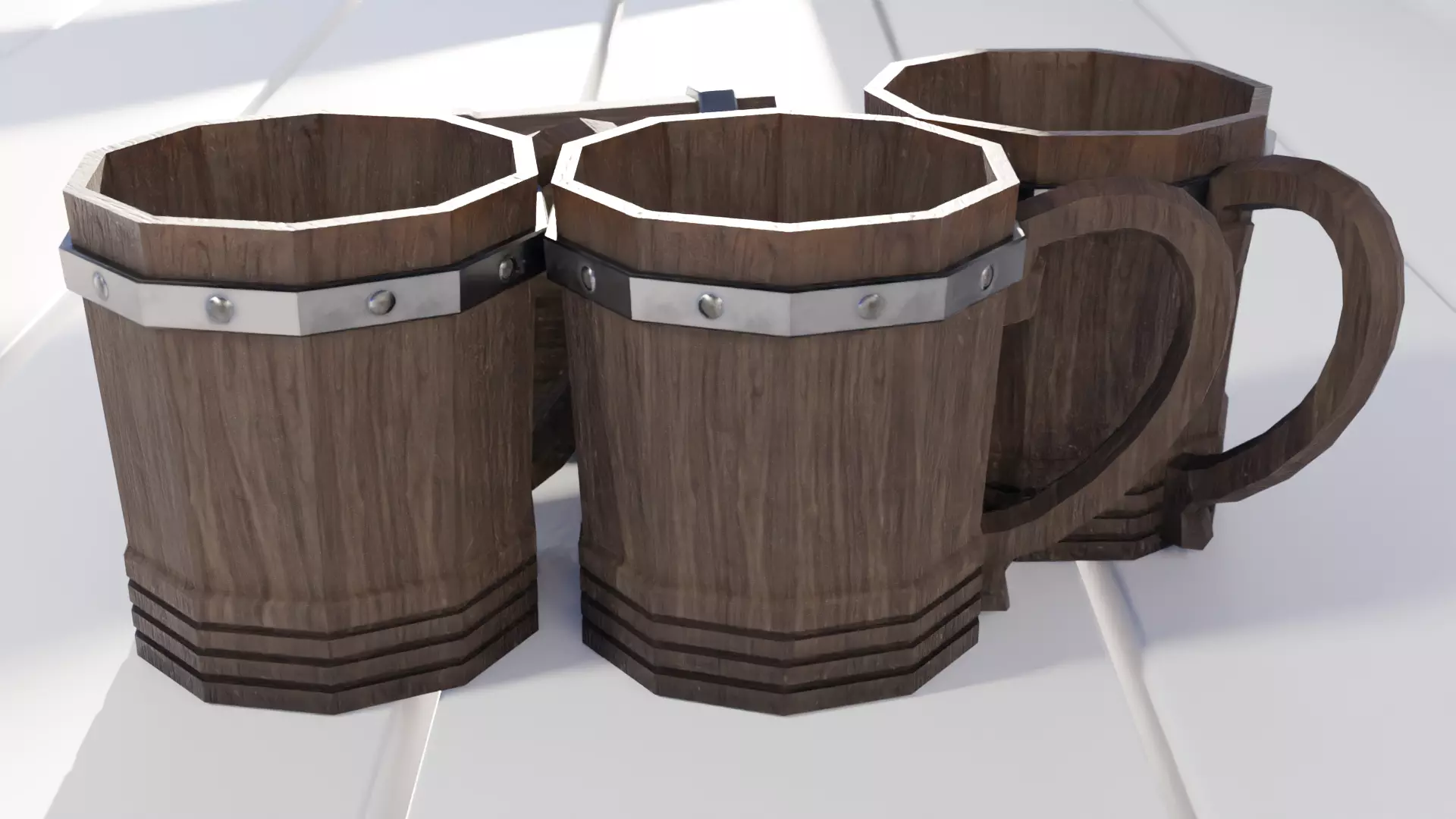 medieval wooden cup New Version Low-poly 3D model_0