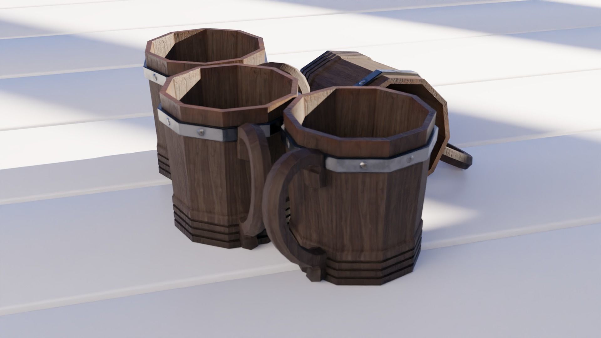 medieval wooden cup New Version Low-poly 3D model_5