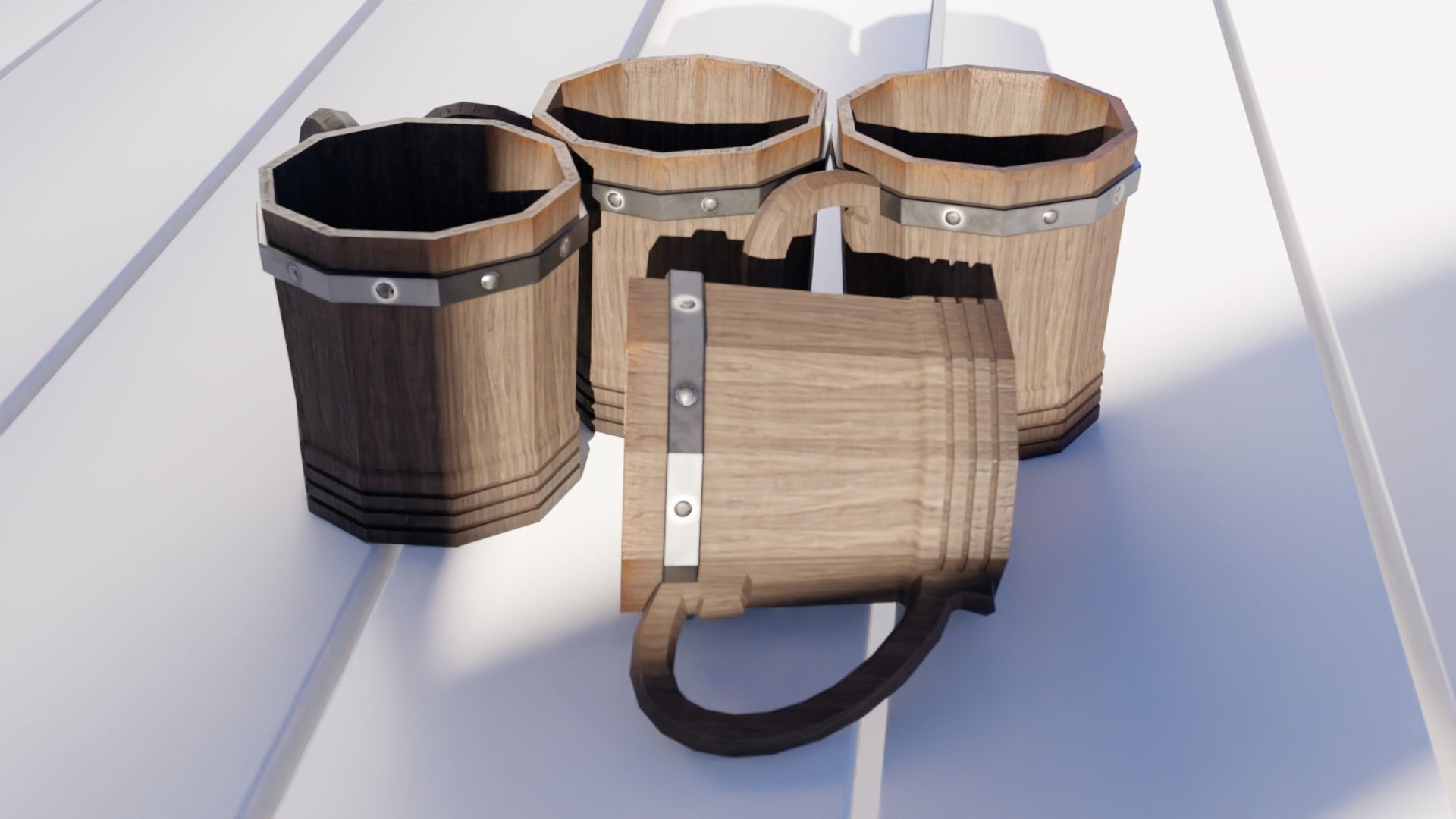 medieval wooden cup New Version Low-poly 3D model_6