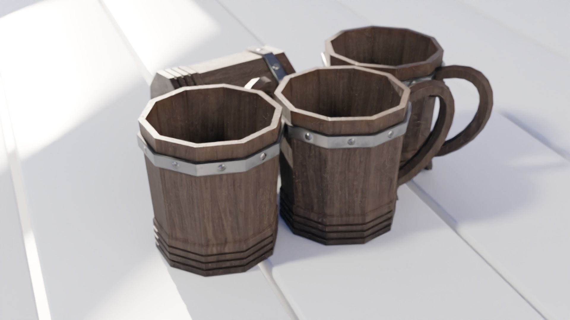 medieval wooden cup New Version Low-poly 3D model_3