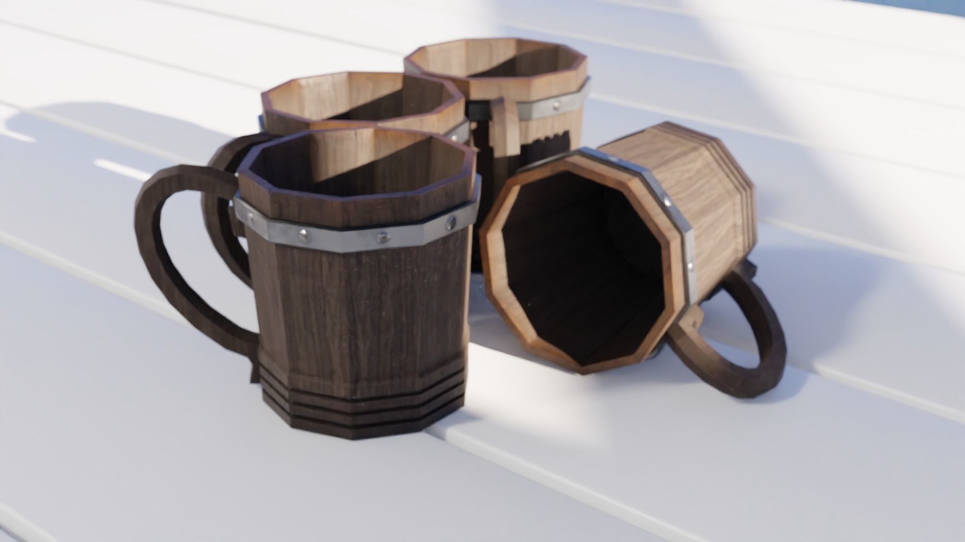 medieval wooden cup New Version Low-poly 3D model_4
