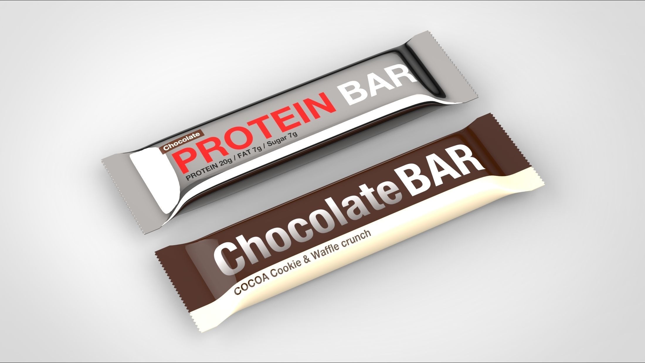 Chocolate bar and Protein bar 3D model_2