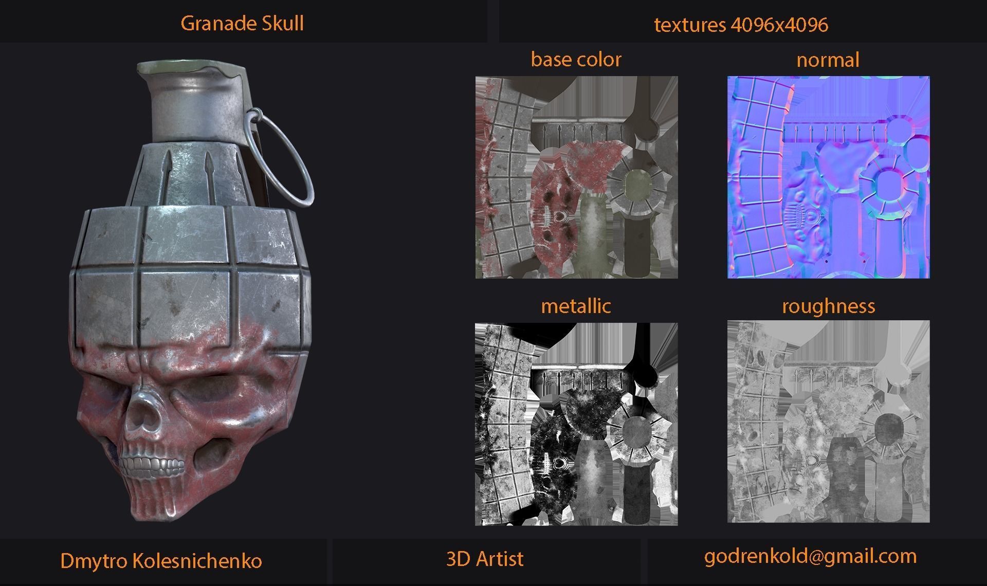 Grenade Skull Low-poly 3D model_4