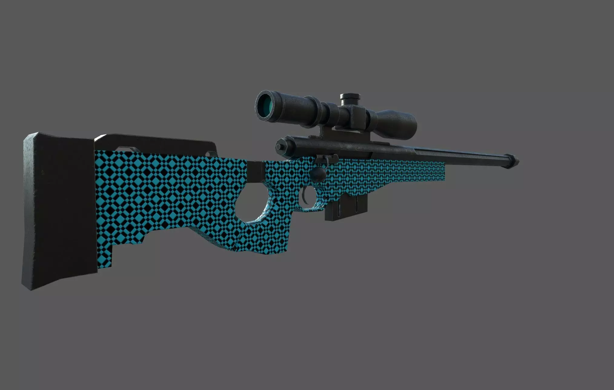 Blue AWP Sniper Rifle game ready Low-poly 3D model