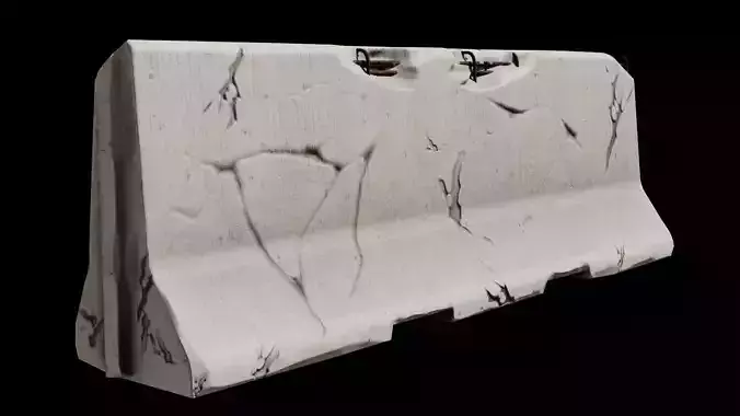 Old Concrete Barrier Low-poly 3D model