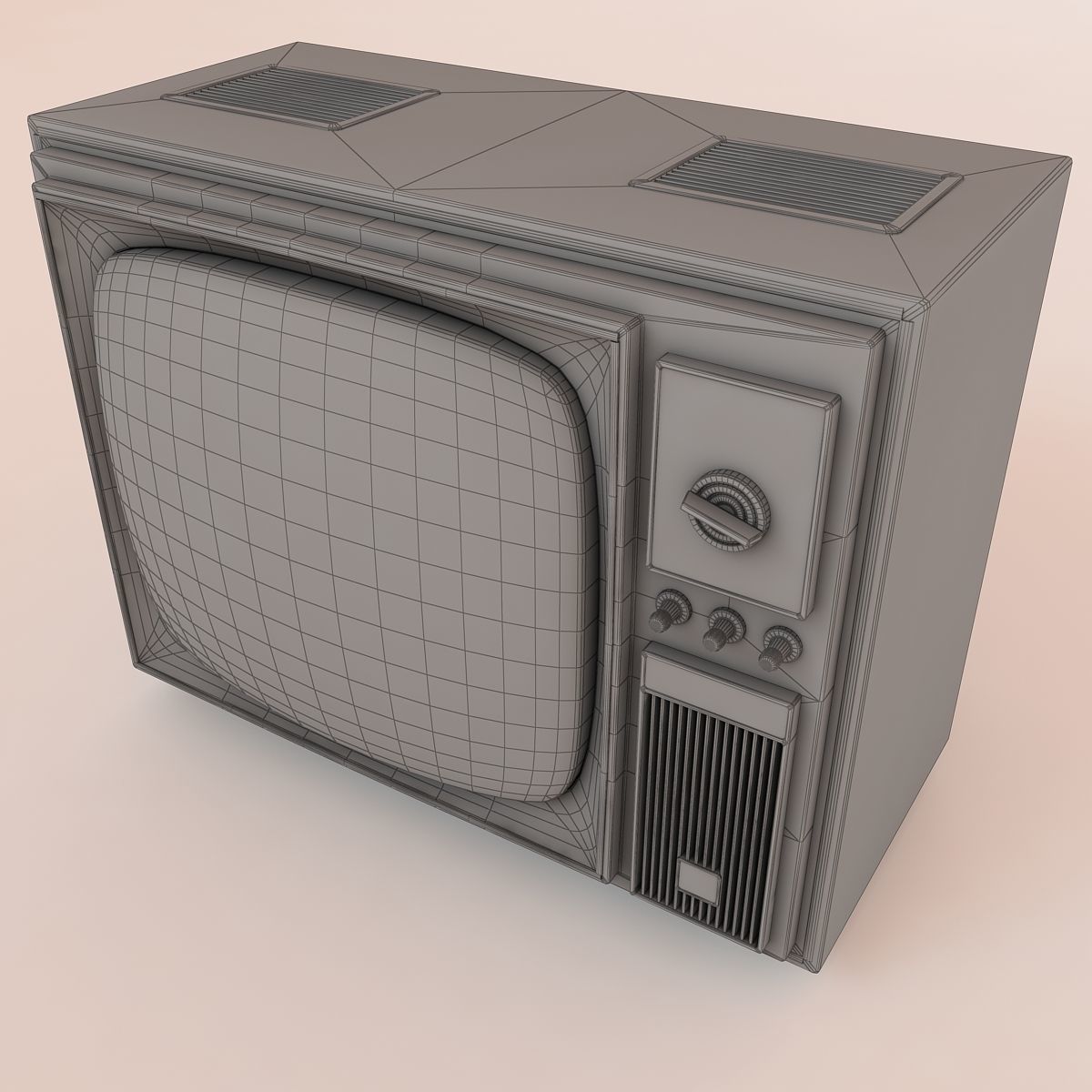 Retro Old TV Low-poly 3D model_11