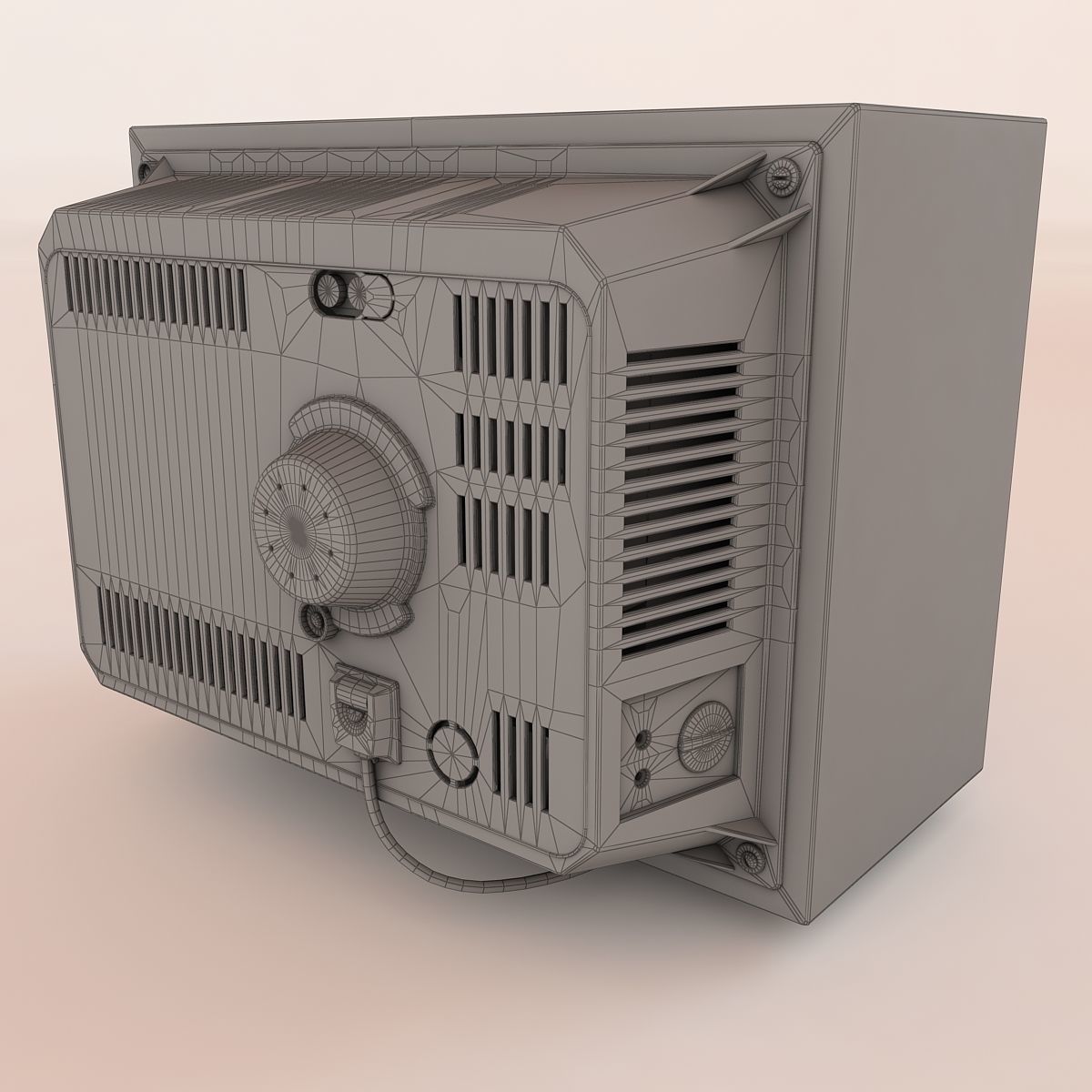 Retro Old TV Low-poly 3D model_3