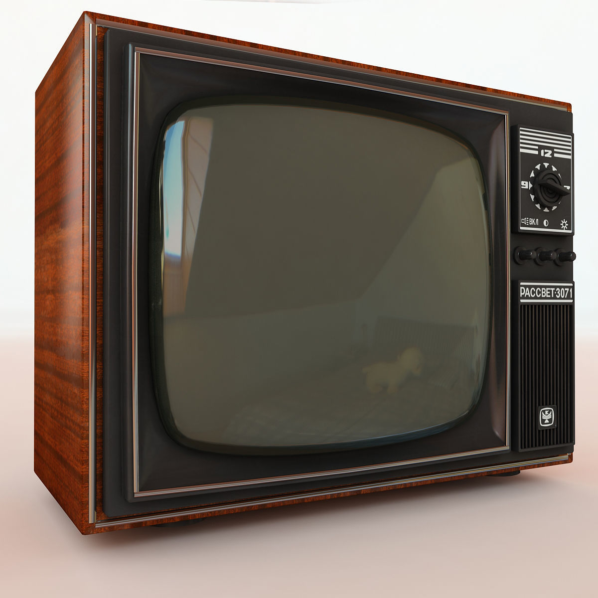 Retro Old TV Low-poly 3D model_4