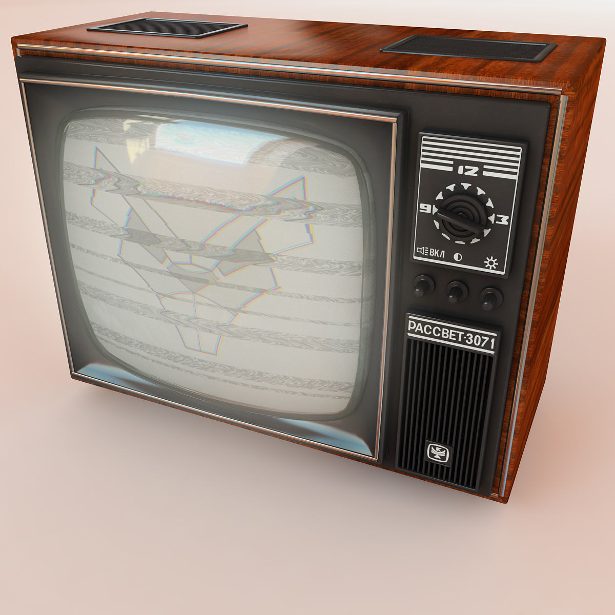 Retro Old TV Low-poly 3D model_6