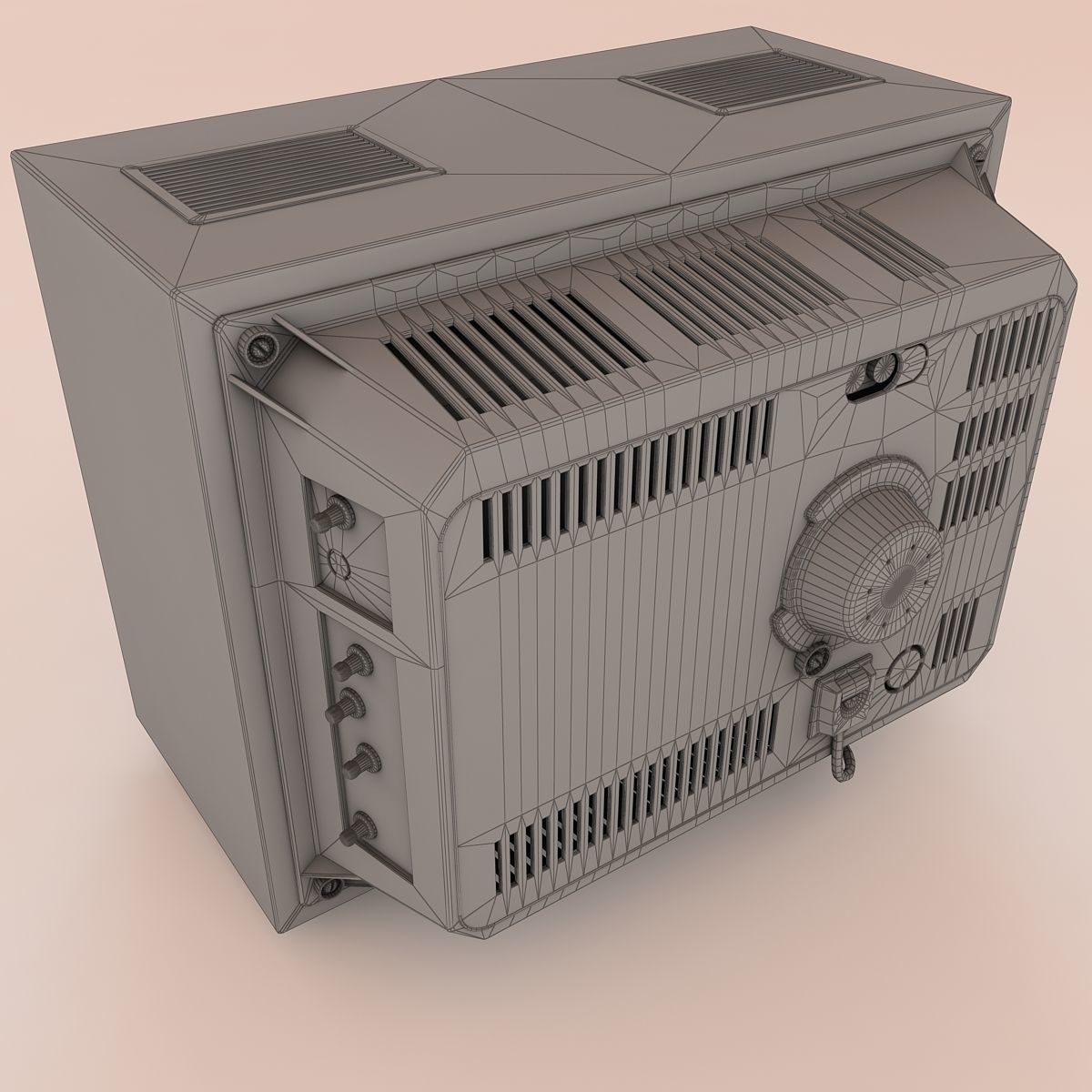 Retro Old TV Low-poly 3D model_2