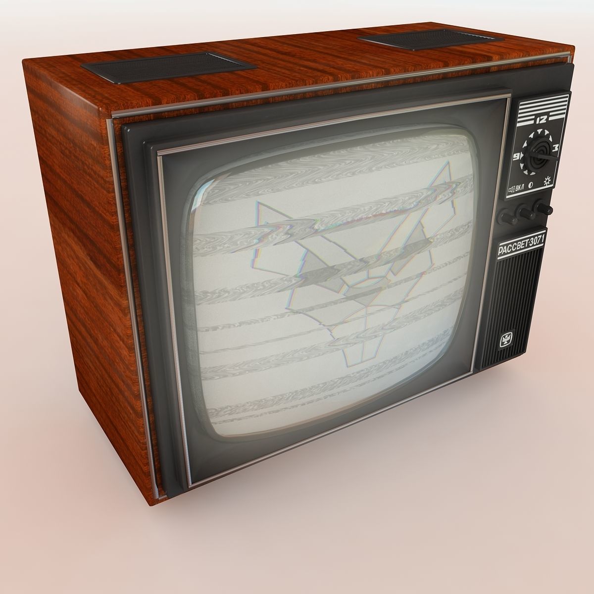 Retro Old TV Low-poly 3D model_5