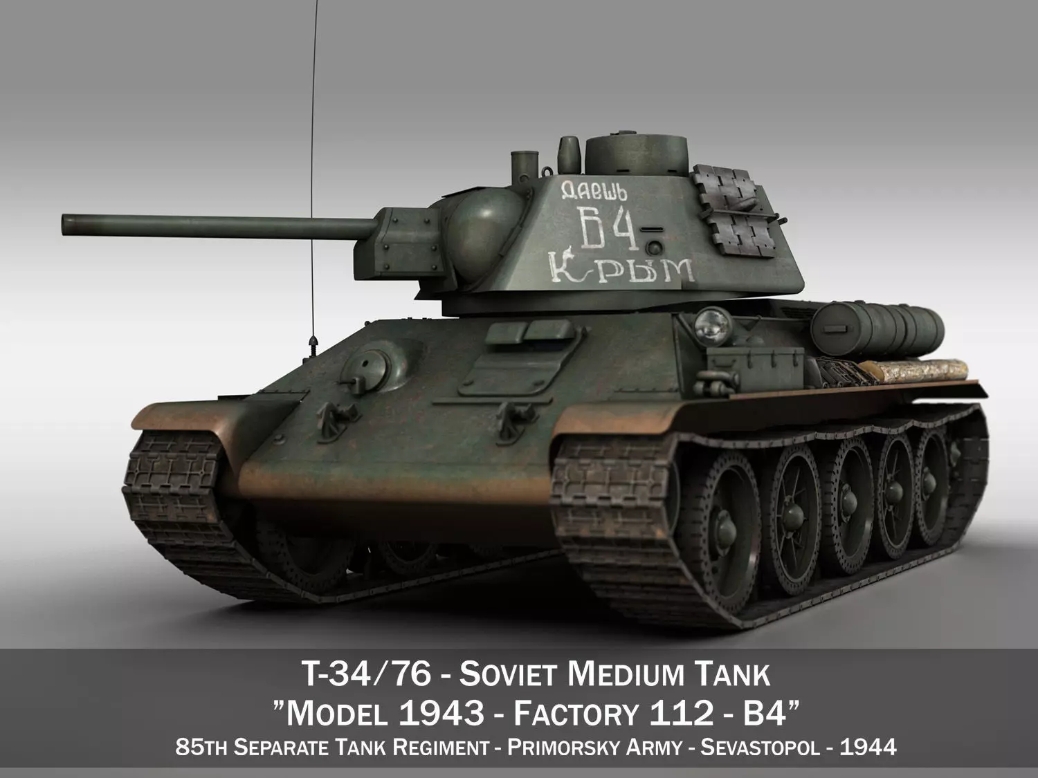 T-34-76 - Model 1943 - Soviet medium tank - B4 3D model_0