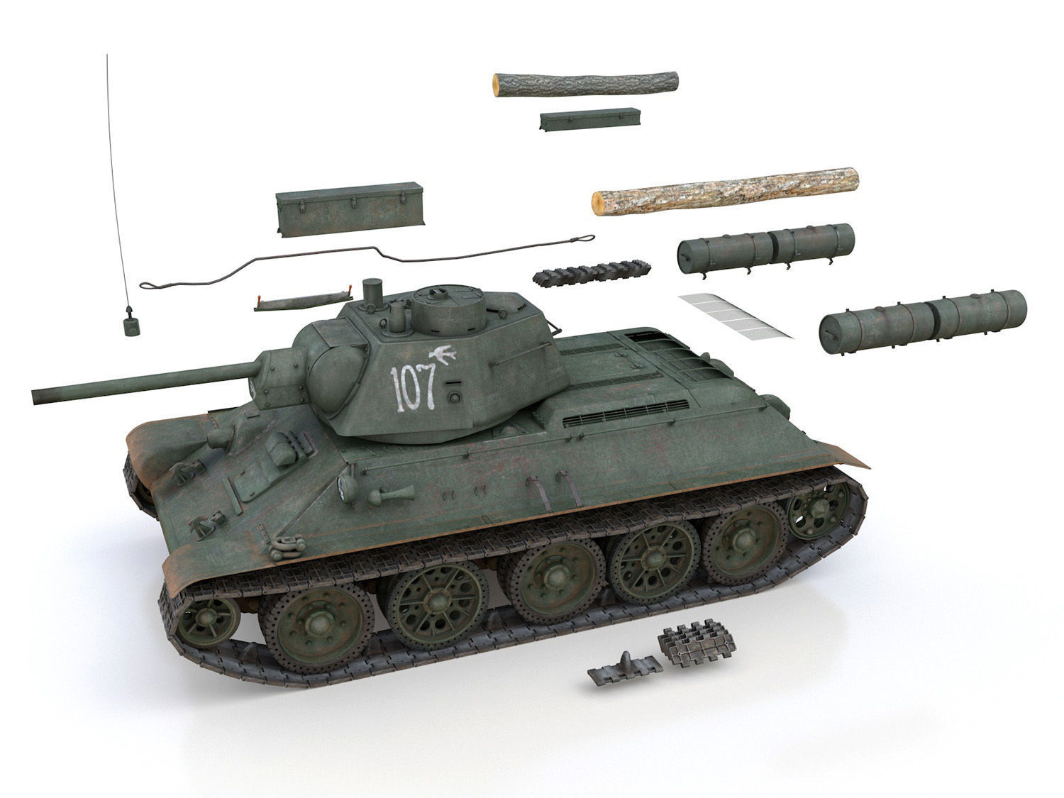 OT-34-76 - Soviet Flamethrower Tank - 107 3D model_11