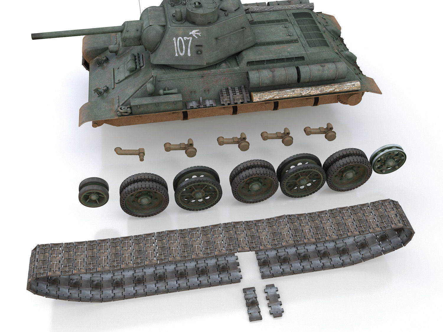 OT-34-76 - Soviet Flamethrower Tank - 107 3D model_10