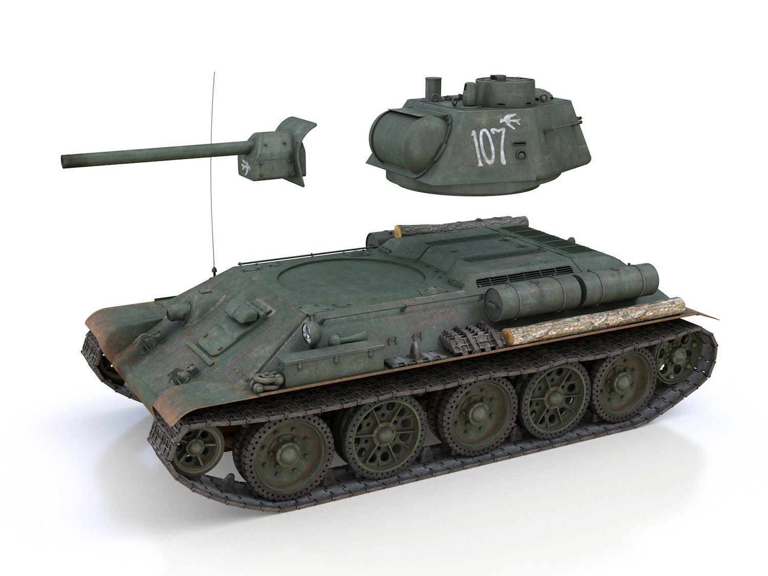 OT-34-76 - Soviet Flamethrower Tank - 107 3D model_9