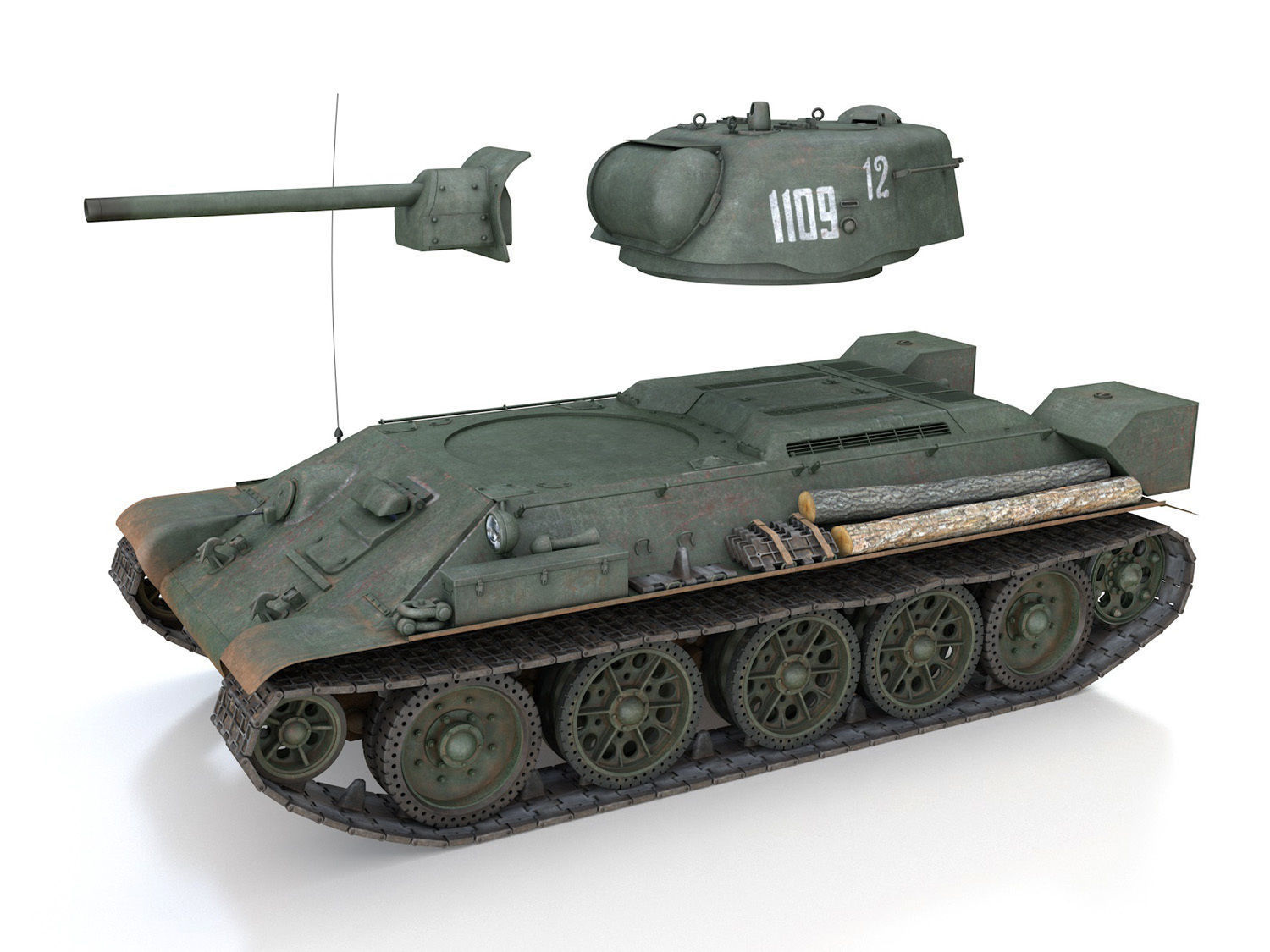 T-34-76 UZTM - Model 1942 - Soviet tank - 1109 3D model_9