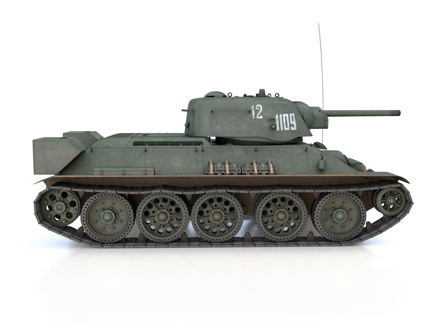 T-34-76 UZTM - Model 1942 - Soviet tank - 1109 3D model_6