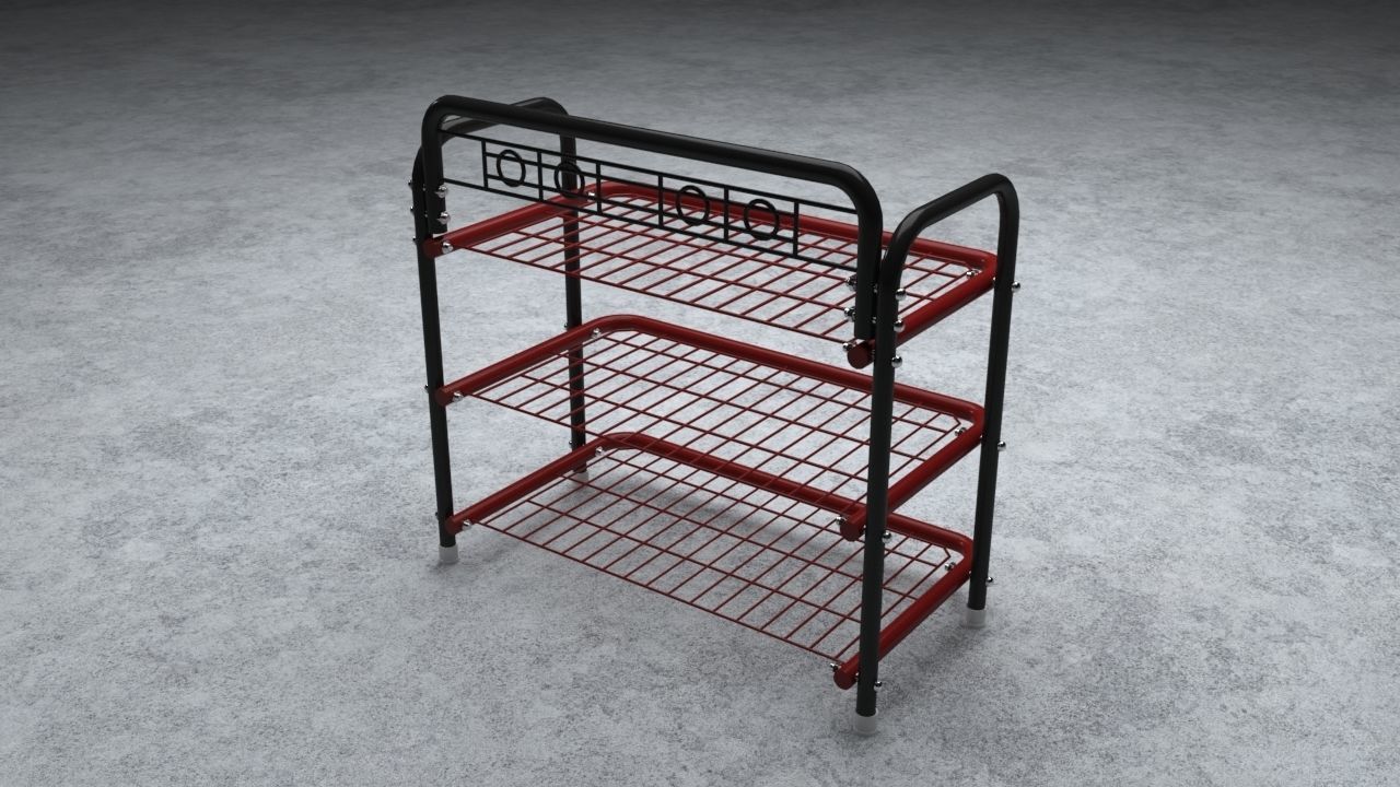 Shoe Rack 3D model_4