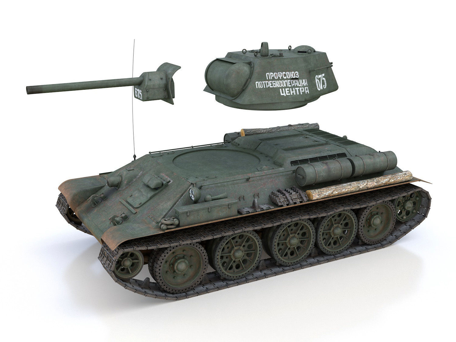 OT-34-76 - Soviet Flamethrower Tank - 675 3D model_10