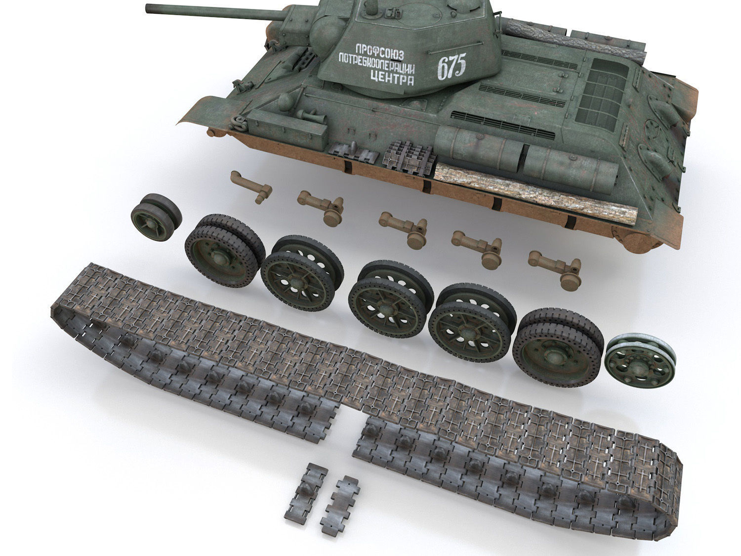 OT-34-76 - Soviet Flamethrower Tank - 675 3D model_11