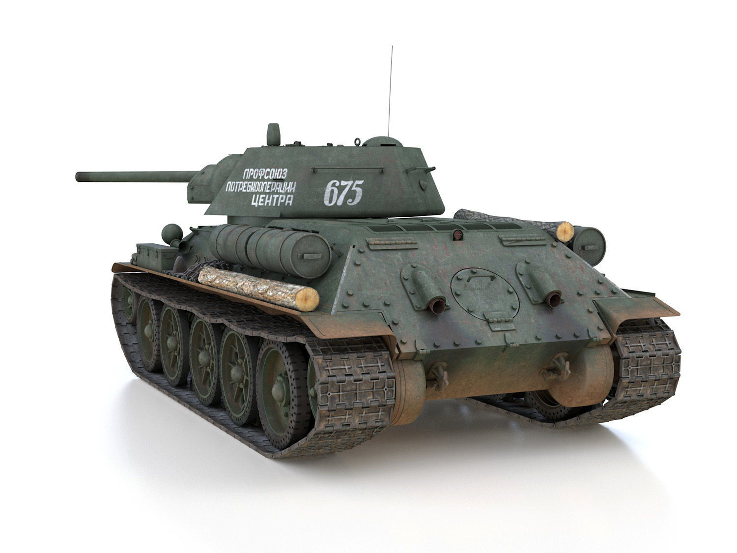 OT-34-76 - Soviet Flamethrower Tank - 675 3D model_4