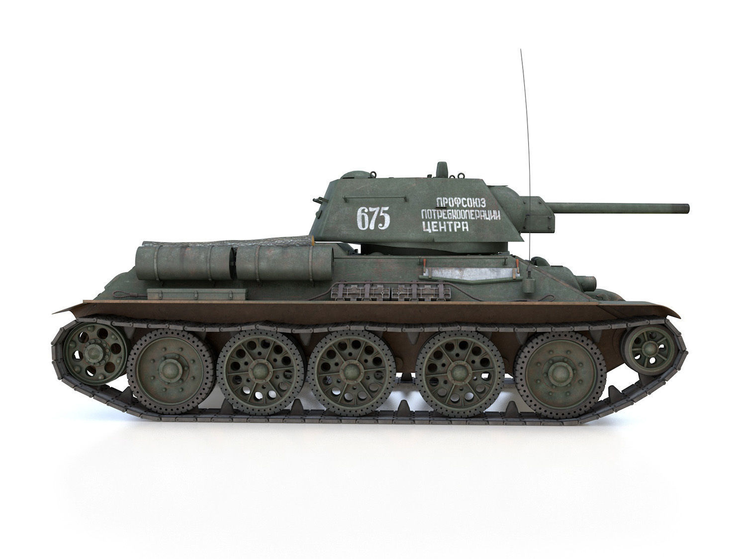 OT-34-76 - Soviet Flamethrower Tank - 675 3D model_6