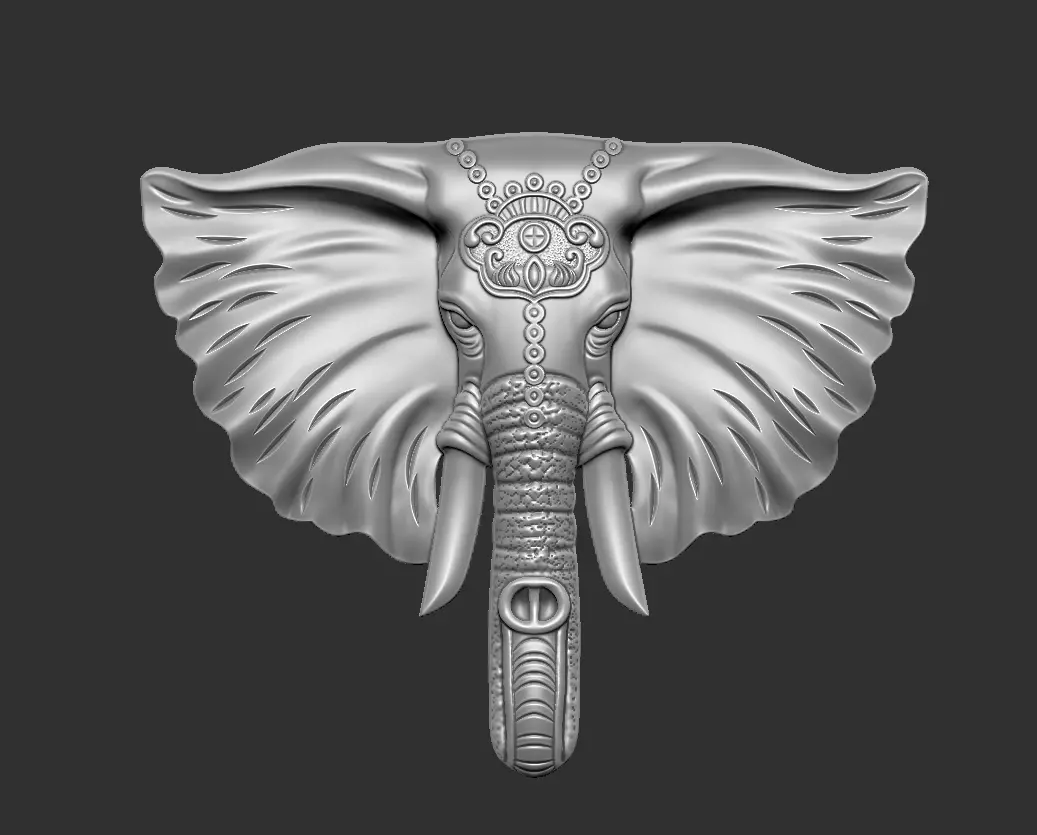 elephant head 3D print model_0