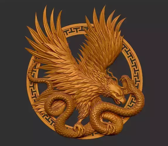 eagle fighting snake 3D print model