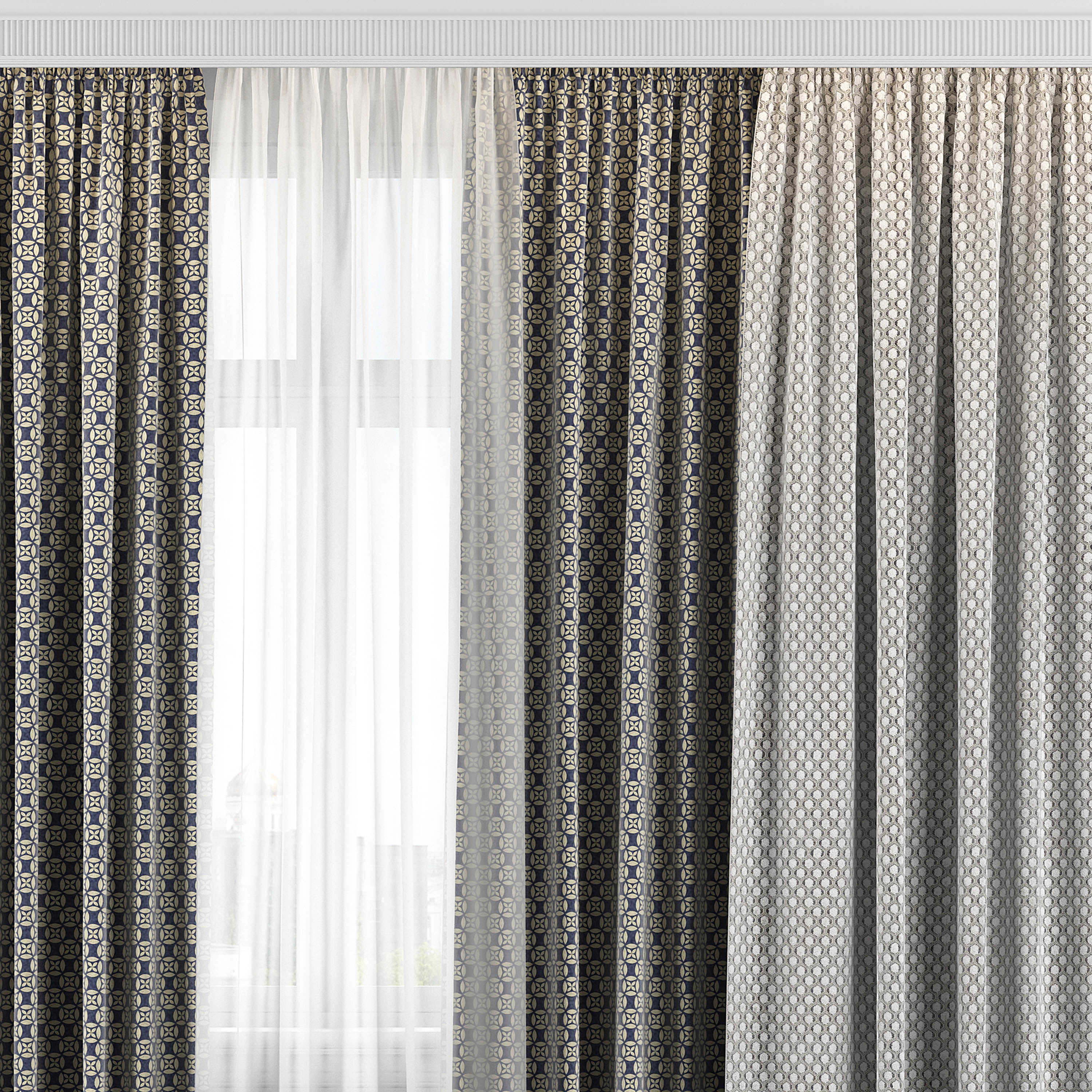 Curtain Set 327 3D model_1