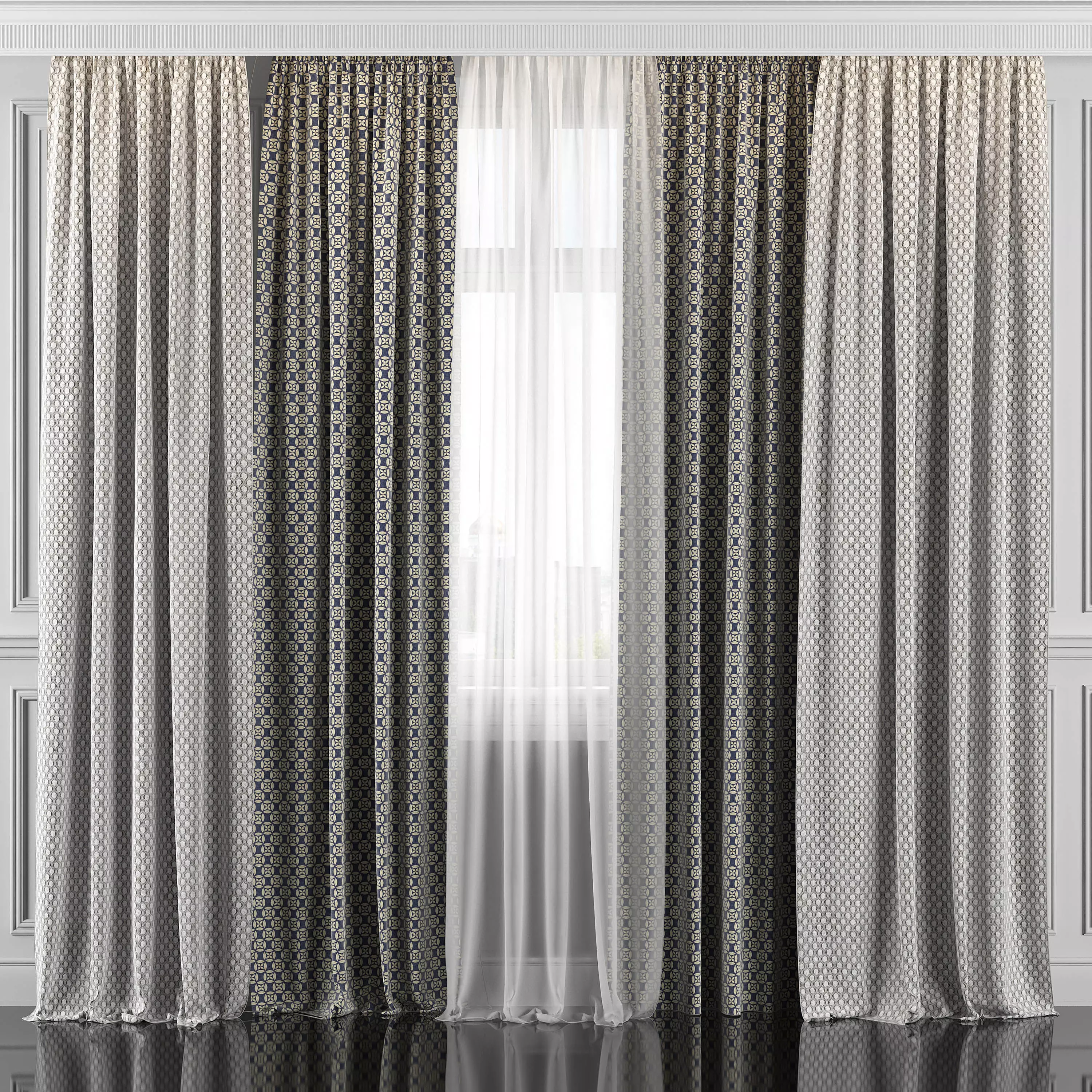 Curtain Set 327 3D model_0