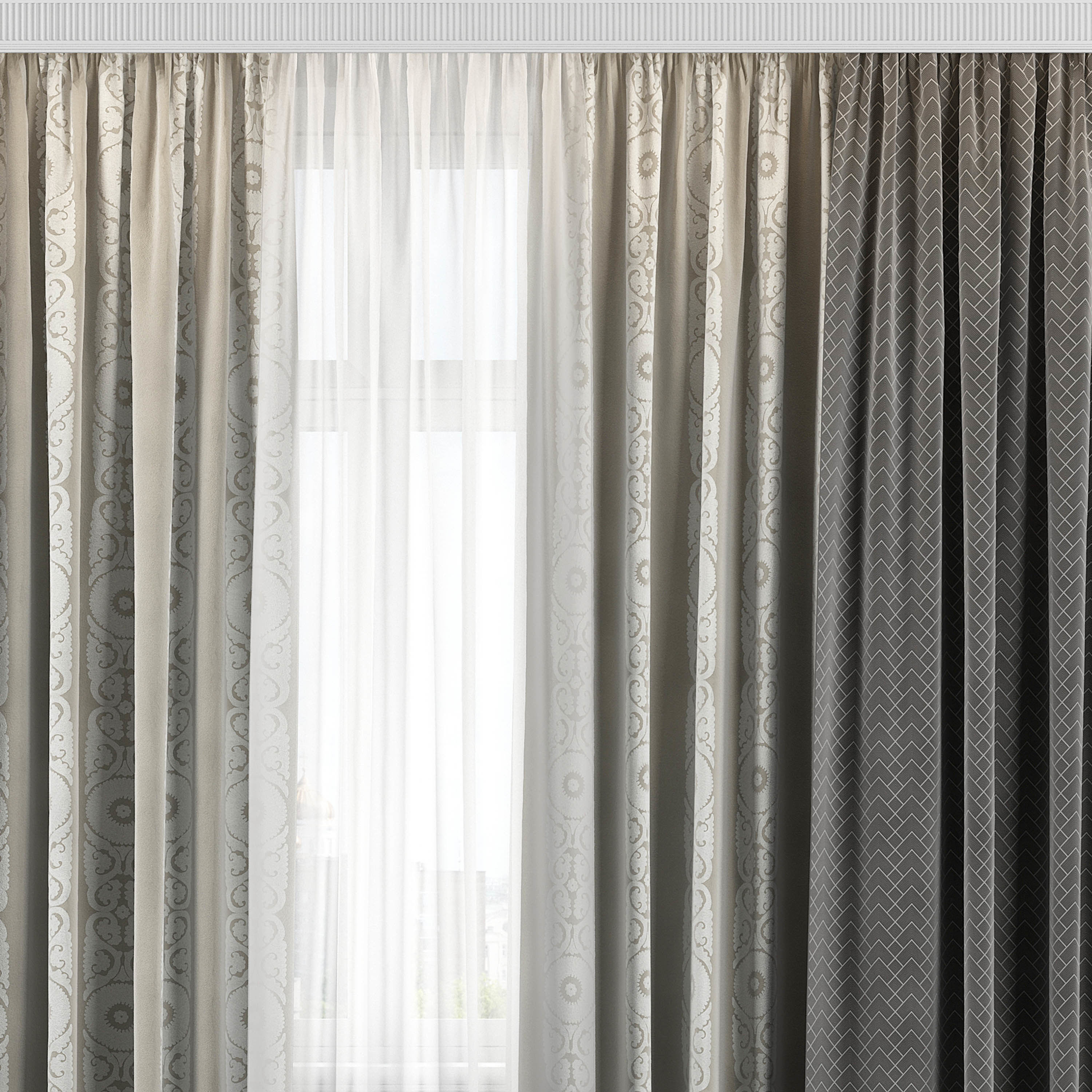 Curtain Set 328 3D model_1
