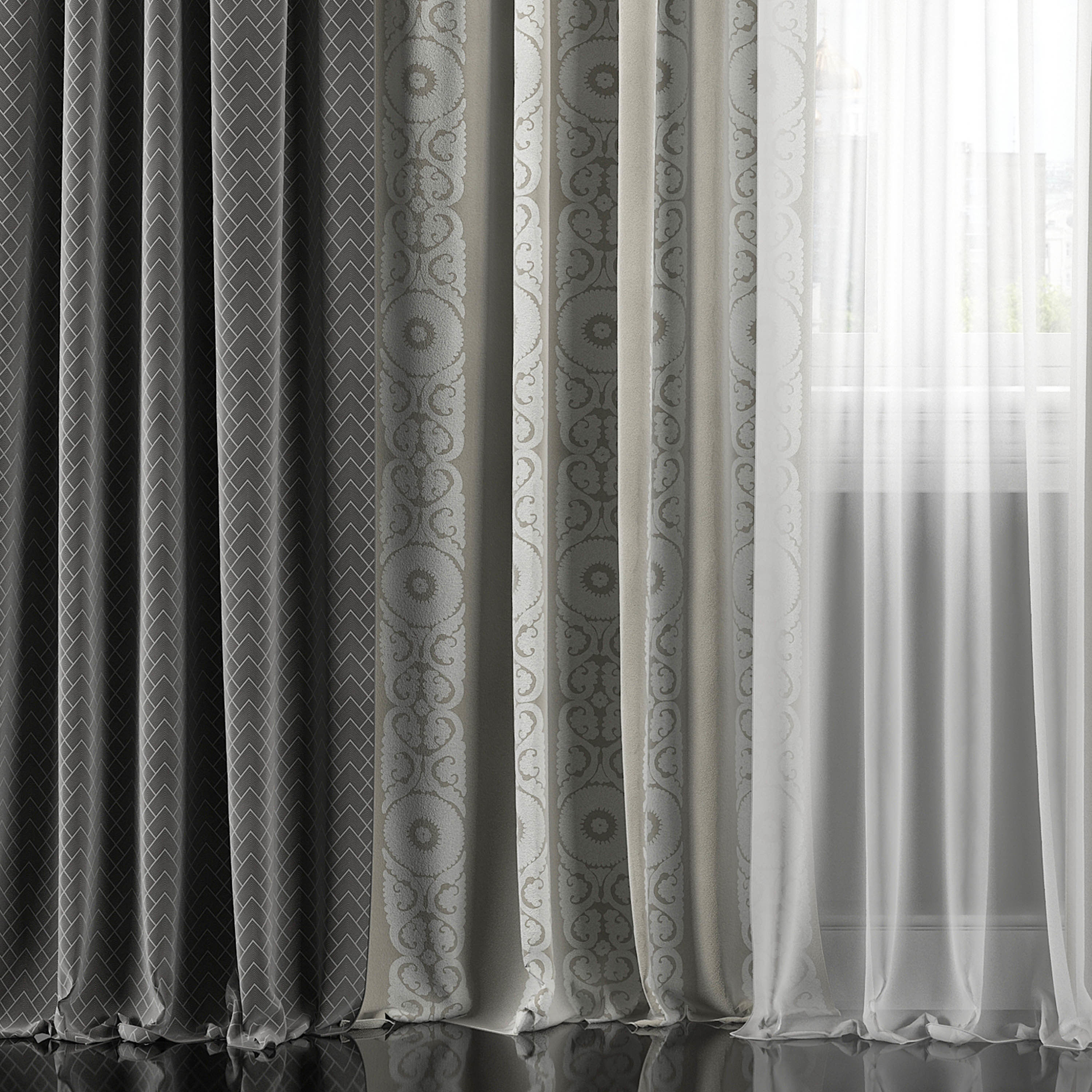 Curtain Set 328 3D model_2