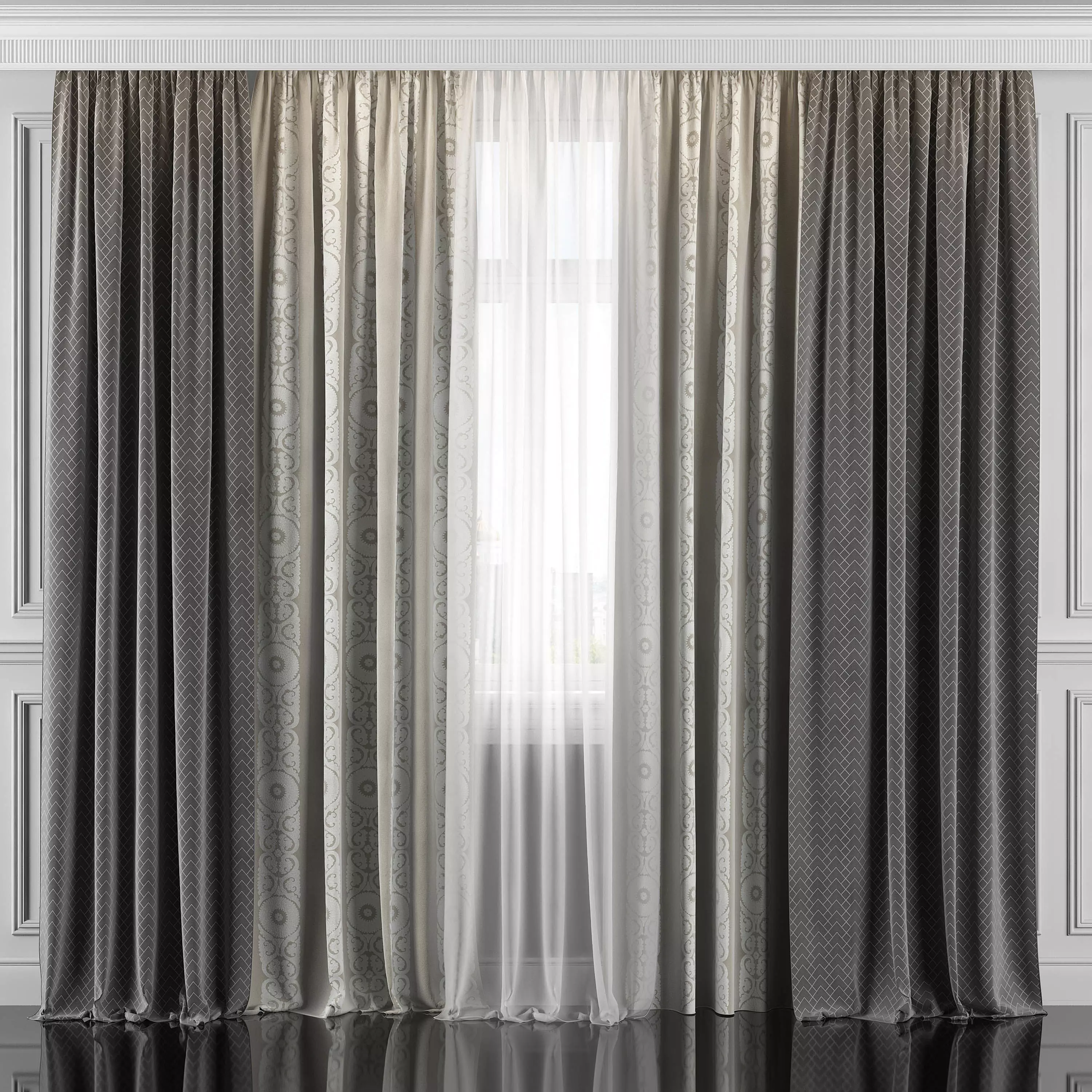 Curtain Set 328 3D model_0