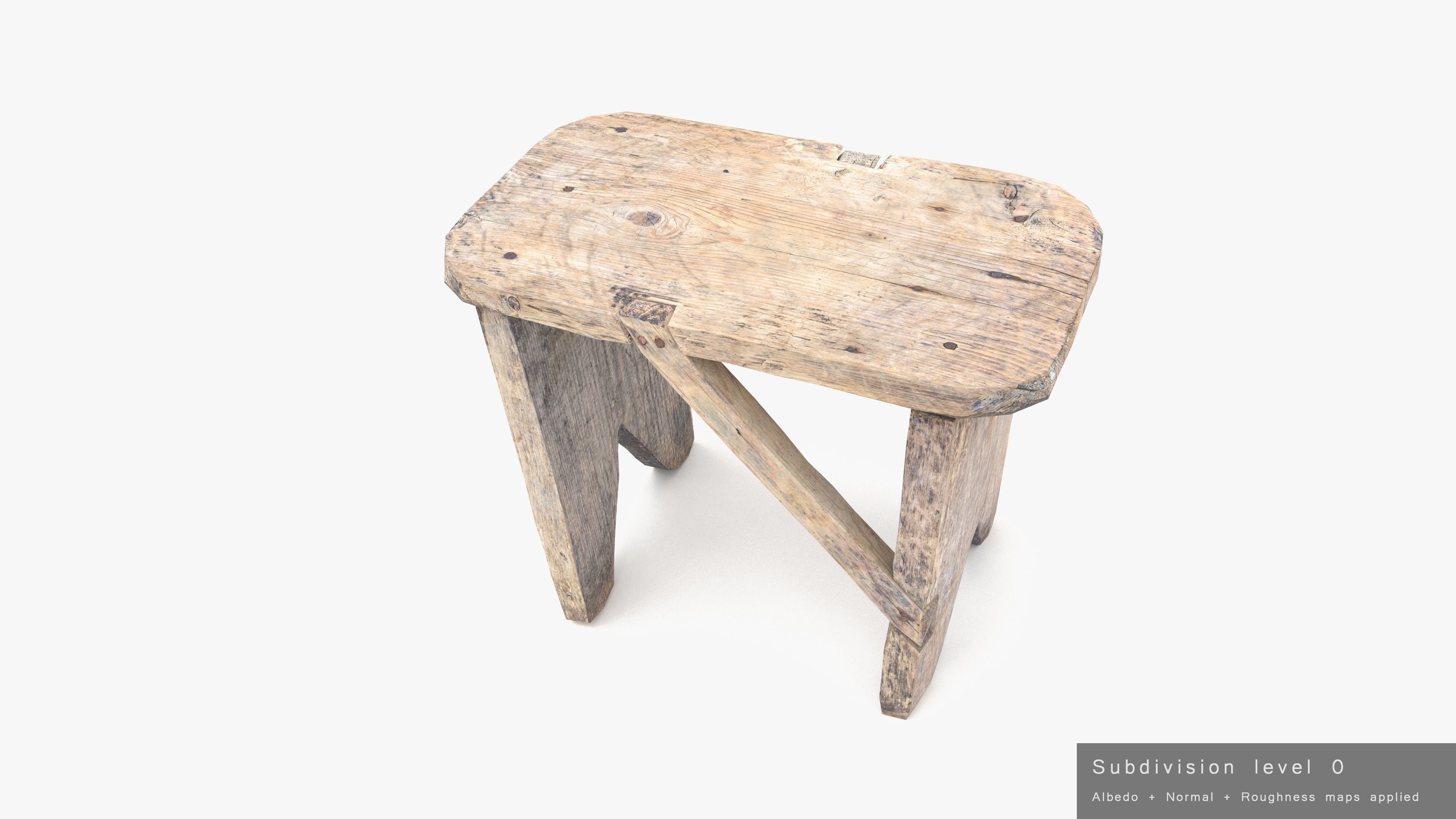 Bench Small Low-poly 3D model_23